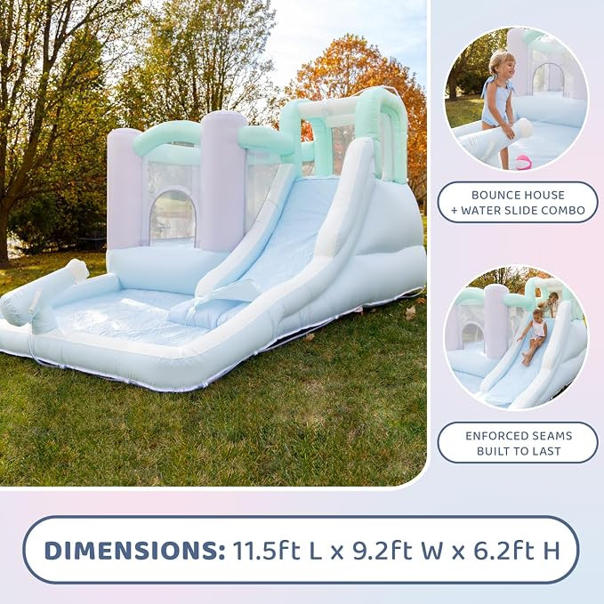 Bounceland Splash Zone Dream Wet or Dry Bounce House Water Slide, 11.5ftL x 9ftW x 6ftH, Pastel C... | Amazon (US)