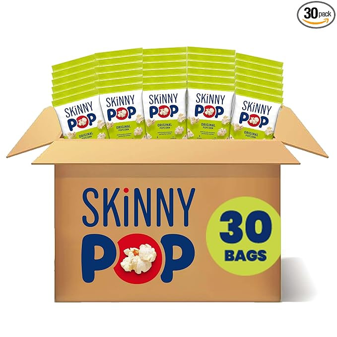 SkinnyPop Popcorn, Original, Whole Grain, Dairy-Free Snack, 0.65oz Bags (30ct) | Amazon (US)