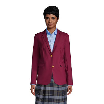Lands' End Women's Hopsack Blazer - 12 - Burgundy | Target
