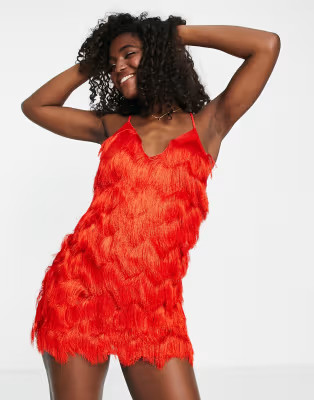Miss Selfridge - Robe à franges - Rouge dégradé | ASOS (Global)