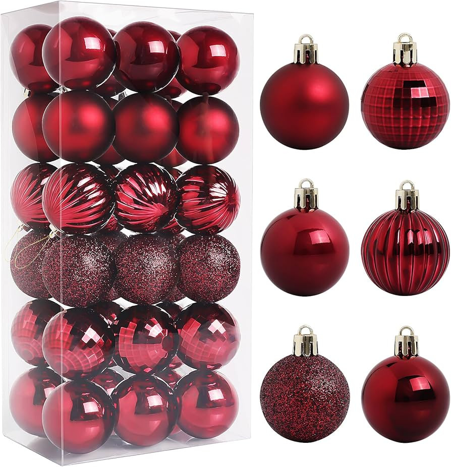TranquilBliss 36 Pcs-1.57" Christmas Ball Ornaments, Shatterproof Hanging Balls, Tree Decorations... | Amazon (US)