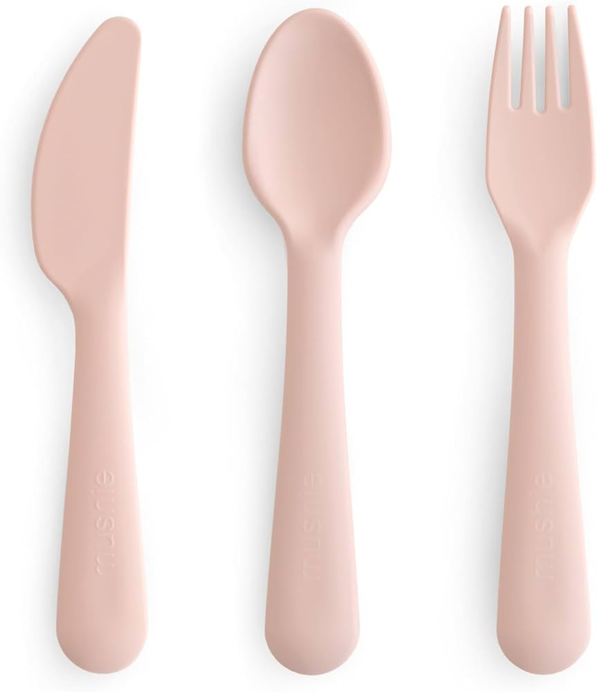 mushie Dinnerware Cutlery Set of 3 For Kids | Made in Denmark (Blush) | Amazon (US)