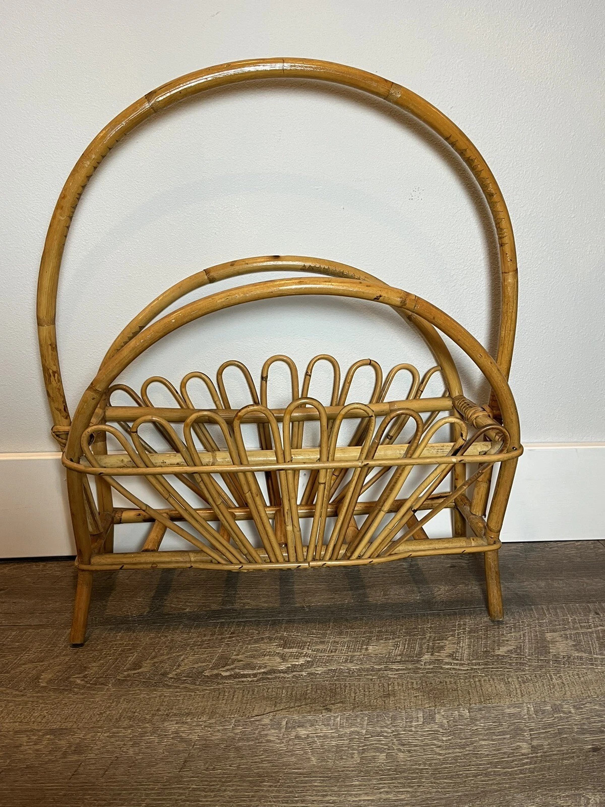MCM Bamboo and Rattan Sunburst Vintage Magazine Newspaper Rack | eBay US