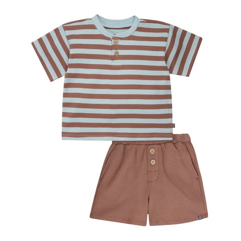 Modern Moments by Gerber Toddler Boy Henley Top and Short Outfit Set, 2-Piece, 12 Months - 5T - W... | Walmart (US)