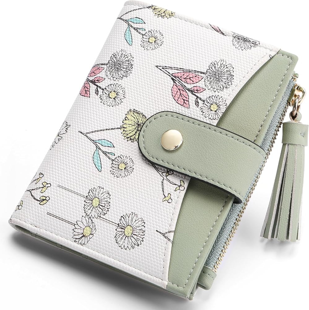 Small Wallet for Women RFID Blocking Tassle Bifold Slim Thin Leather Wallet Credit Card Holder Wa... | Amazon (US)