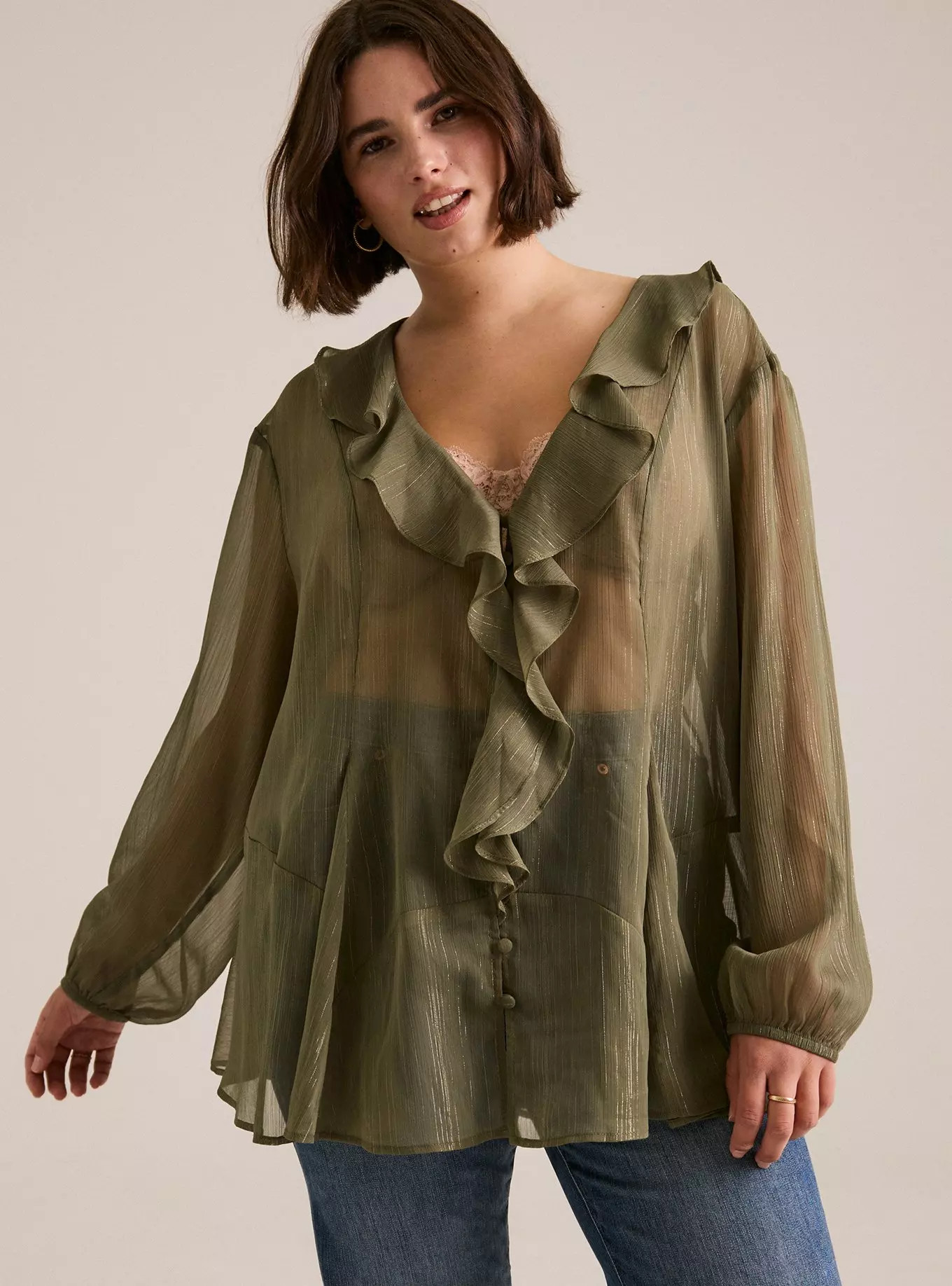 Festi Ruffle Button-Up Blouse | Torrid (US & Canada)