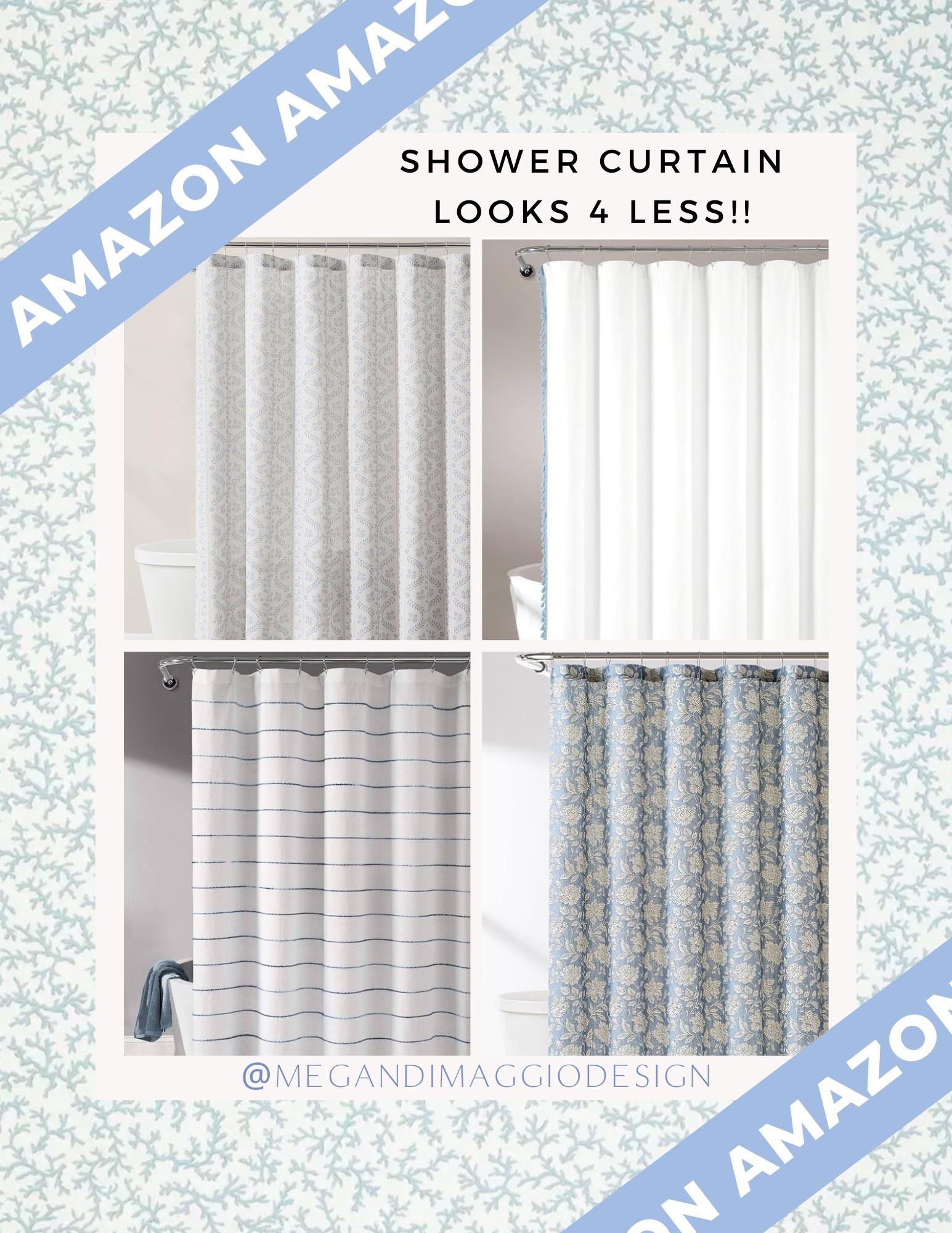 Affordable look for less shower curtains on Amazon!! Highly rated and perfect for a blue & white coastal bathroom!! 🫧 🌊🐚

#LTKHome #LTKSaleAlert #LTKFindsUnder50