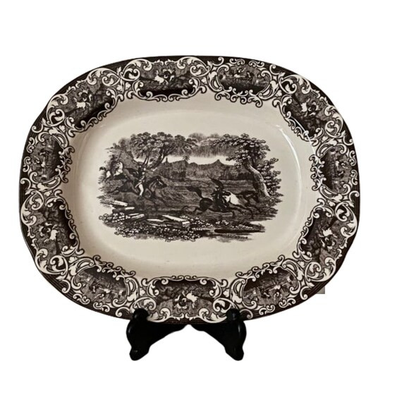 Twos Company Brown Transferware Oval Serving Platter | Etsy | Etsy (US)