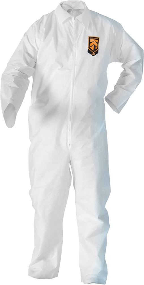 KleenGuard A20 Elastic Wrist and Ankle Coverall, Large, White (37716), REFLEX Design, Zip Front | Amazon (US)