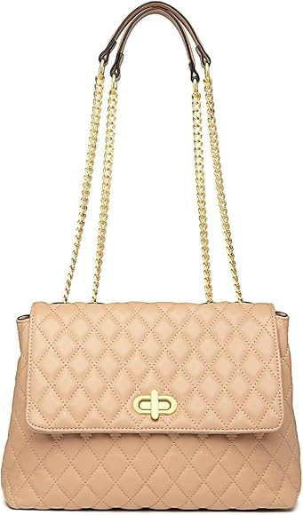 ER.Roulour Quilted Crossbody Bags for Women, Trendy Roomy Shoulder Handbags with Flap Gold Hardwa... | Amazon (US)