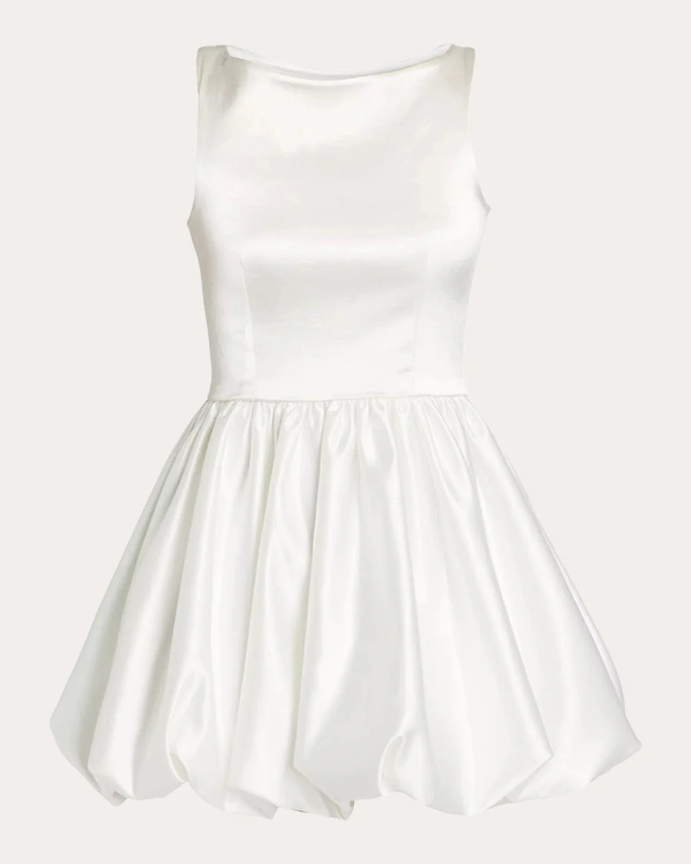 Azeeza Women's Ananya Satin Bubble Mini Dress in White Cotton/Viscose/Polyester | Olivela