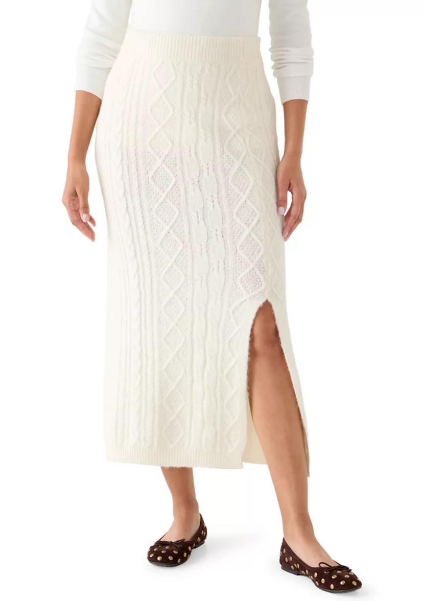 Women's Cable Sweater Skirt with Side Slit | Belk