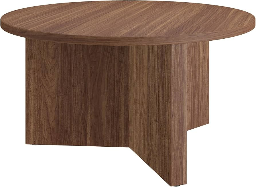 Henn&Hart 32" Round Wood Pedestal Coffee Table for Living Room, Family Room, Office, or Apartment... | Amazon (US)
