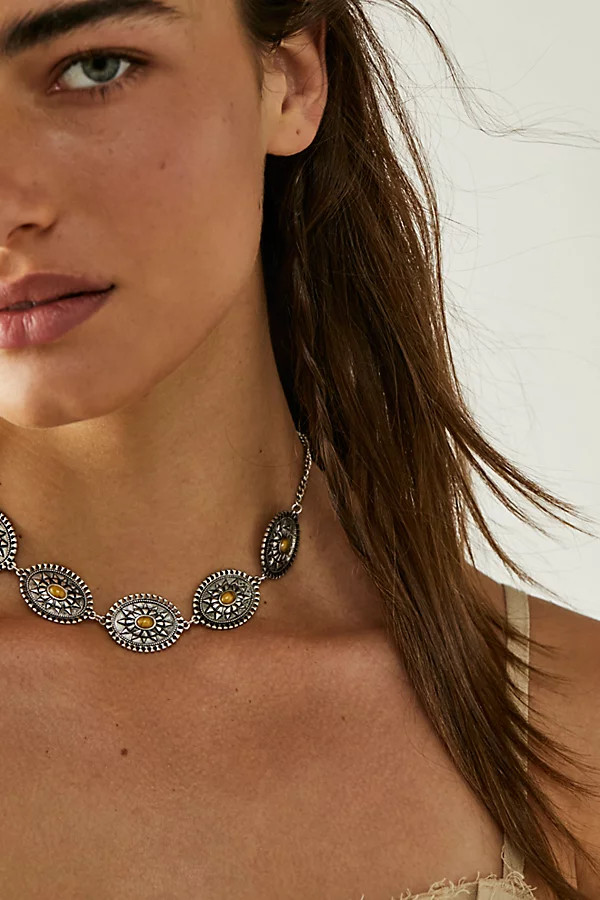 Bronco Choker by Free People, Silver / Tigers Eye, One Size | Free People (Global - UK&FR Excluded)