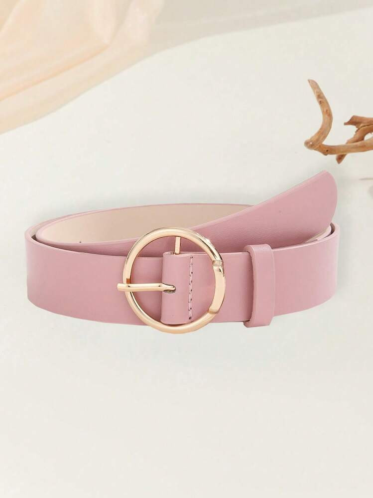 1pc Women's Geometric Buckle Casual PU Leather Belt, Handmade Minimalist Fashion Design, Suitable For T-Shirts, Dresses, Jeans, Shorts, Everyday Wear And Gifts | SHEIN
