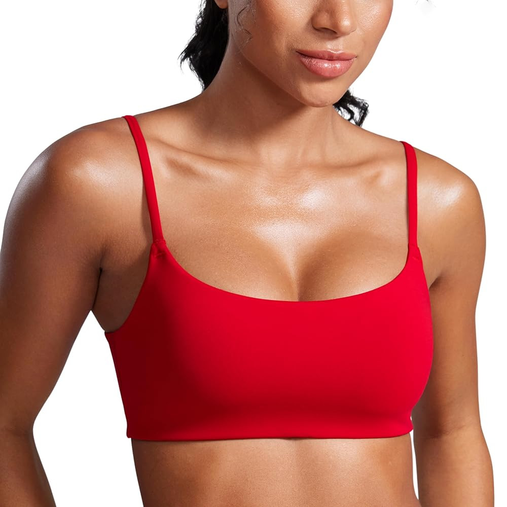 CRZ YOGA Butterbreeze Scoop Neck Sports Bras for Women - Spaghetti Straps Wireless Workout Padded... | Amazon (CA)