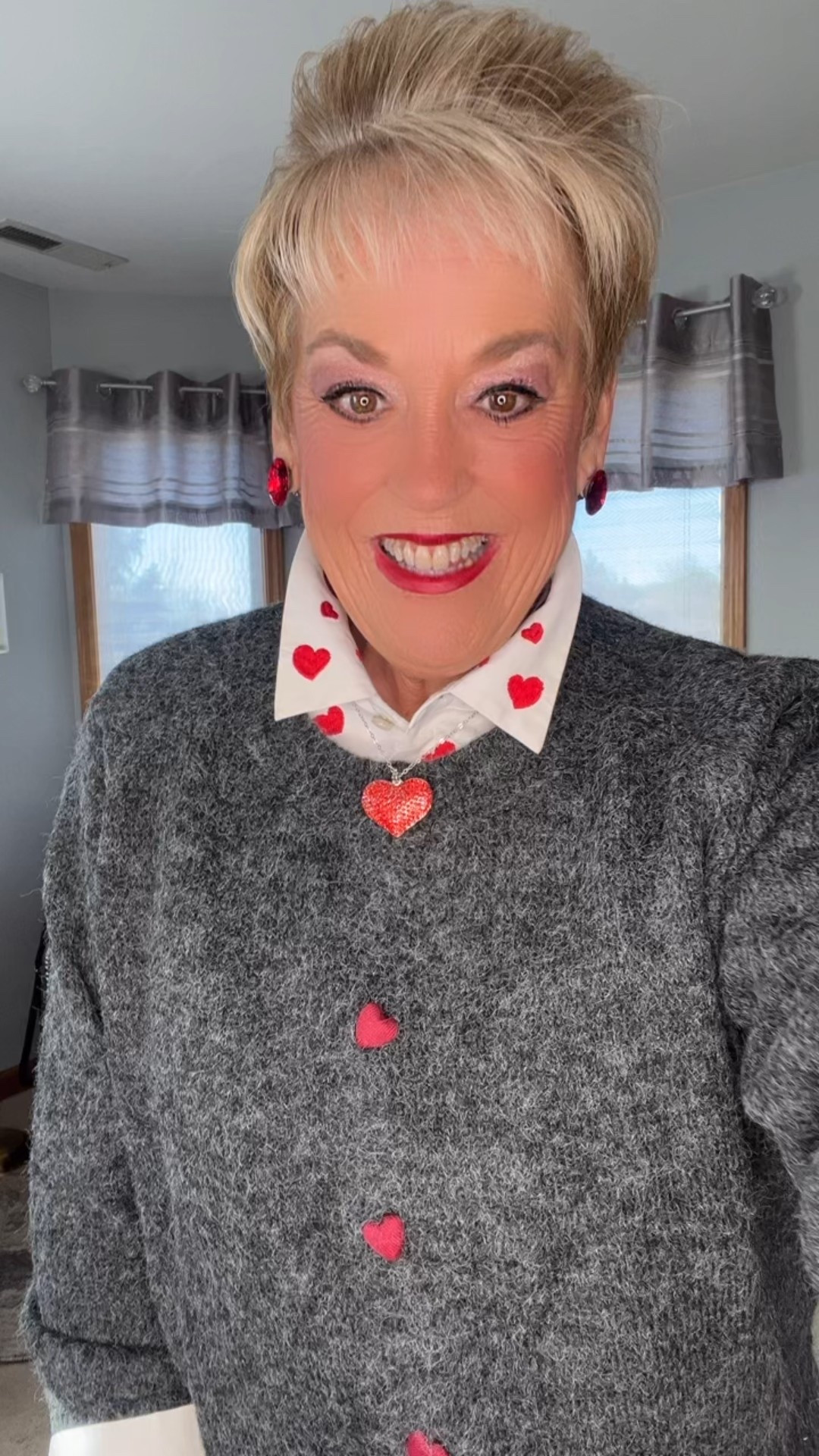 Sweater with Heart Buttons
Heart Shirt 
Black Shimmer Jesns
Heart Belt
Heart Ruffled Socks
Black Buckle Flats
Heart Shaped Purse 


#LTKValentine