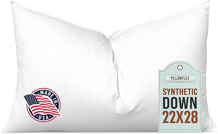 Pillowflex Synthetic Down Pillow Insert - 22x28 Down Alternative Pillow, Ultra Soft Oversized Sta... | Amazon (US)