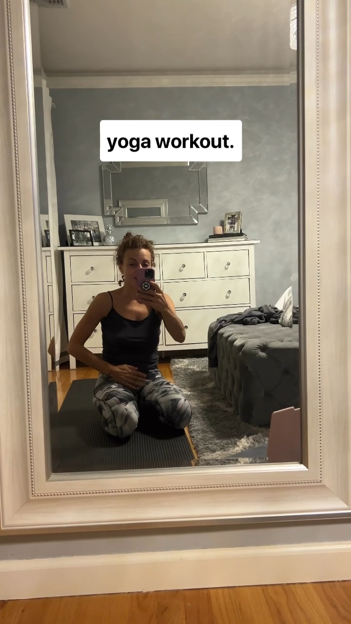 Yoga workout time. Yoga cozy outfit look like it’s print leggings a cami tank and pullover slim hoodie. Let’s go! Yoga mat is super affordable  

#LTKFitness #LTKOver40 #LTKVideo