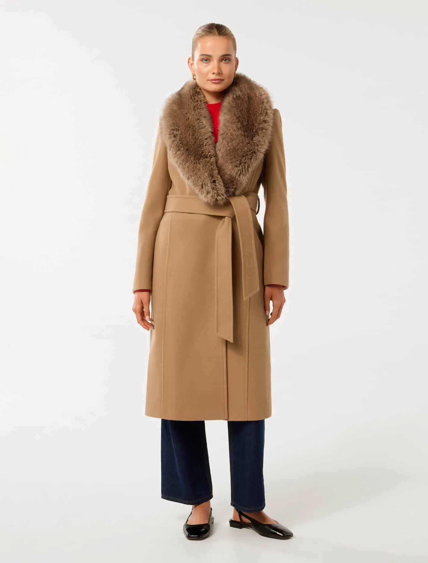 Monica Fur Collar Wrap Coat | Forever New (UK & IE)