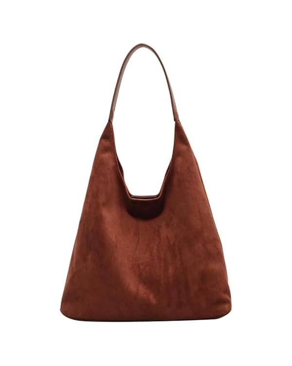 2024 New Suede Hobo Bag for Women Slouchy Purse Fall Office Tote Handbag | Amazon (US)