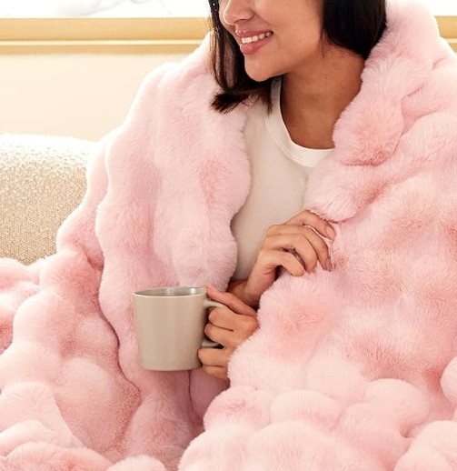 Bedsure GentleSoft Fluffy Pink Bubble Blanket, Fuzzy Soft Faux Fur Throw Blanket for Couch, Faux Fur Decor Gifts for Teenage Girls, Thick Warm Furry Cozy Gifts for Women, Tie-dye Pink, 50x60 Inch 

 #LTKGiftGuide #LTKHoliday #LTKSaleAlert