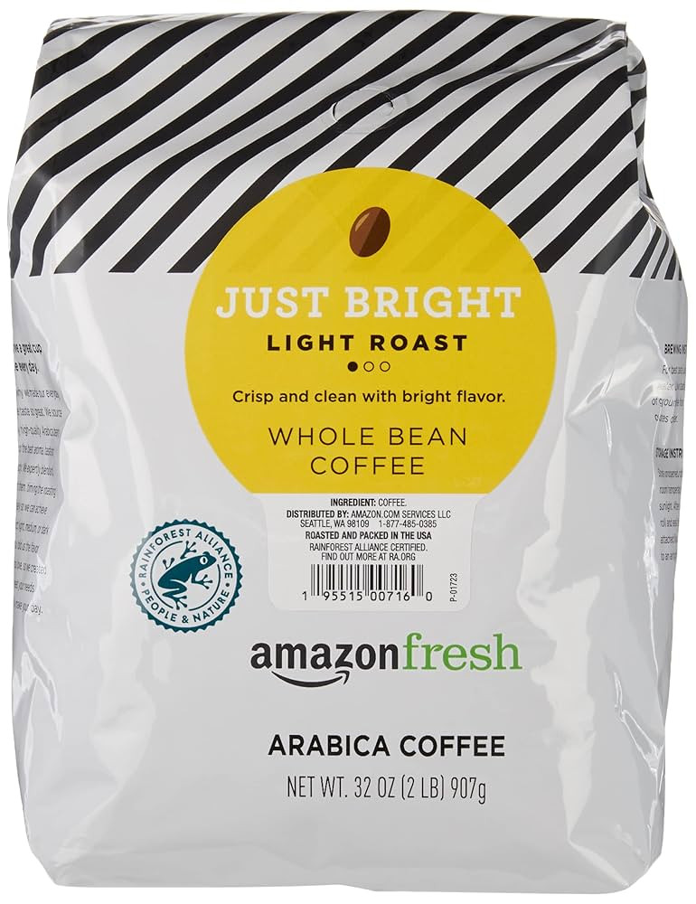 Amazon Fresh, Just Bright Whole Bean Coffee Light Roast, 32 Oz | Amazon (US)