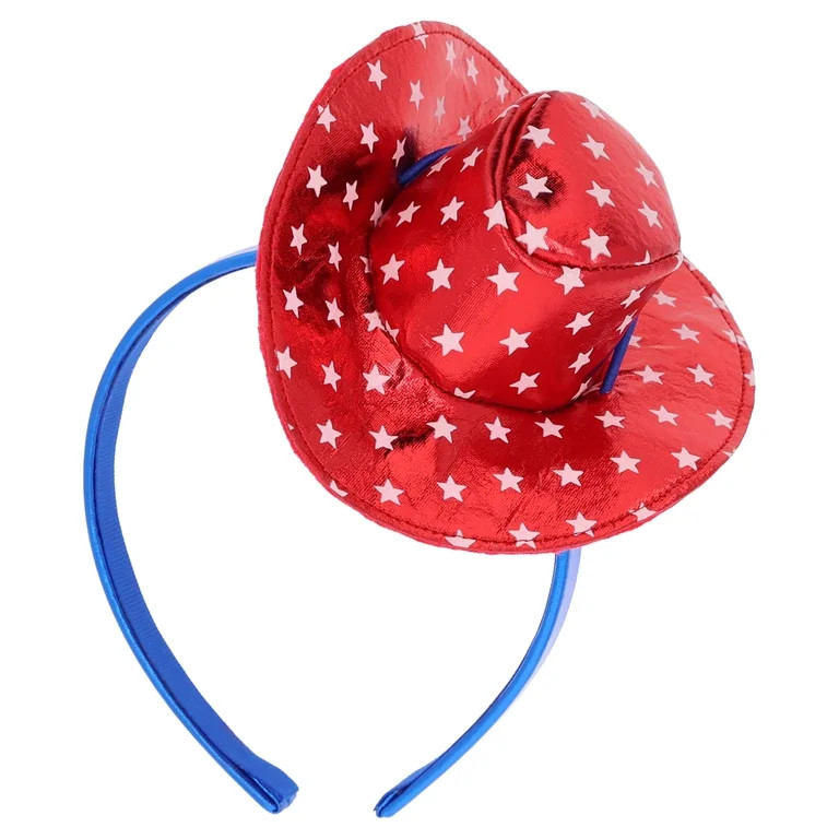 Mini Cowboy Hat Headband, Red/White/Blue, Patriotic by Way To Celebrate - Walmart.com | Walmart (US)