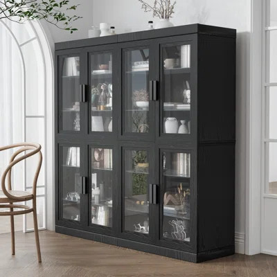 Abagail 62" Glass Display Cabinet Dining Cabinet (Set of 4) | Wayfair North America