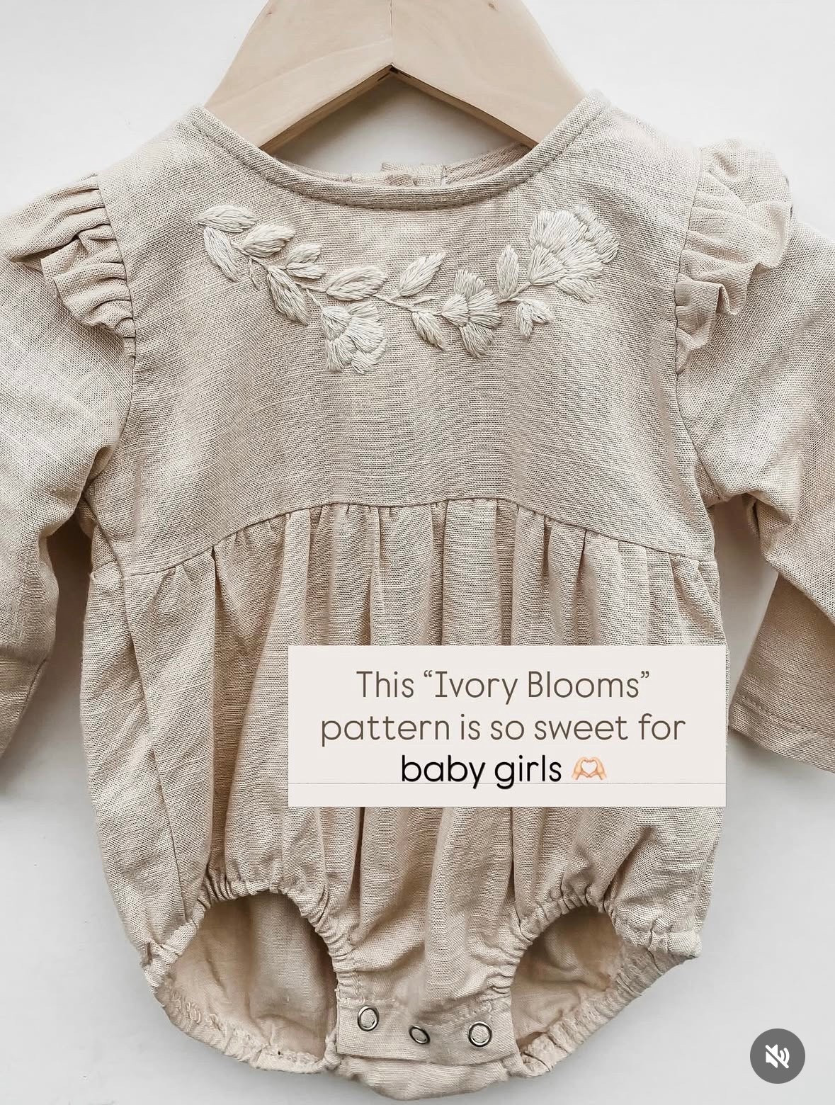 Hand embroidered linen romper for babies 🫶🏻