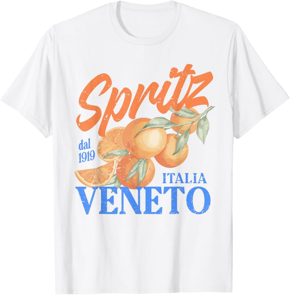 Spritz Veneto dal 1919 Italia Vintage Orange Wine Cocktail T-Shirt | Amazon (US)