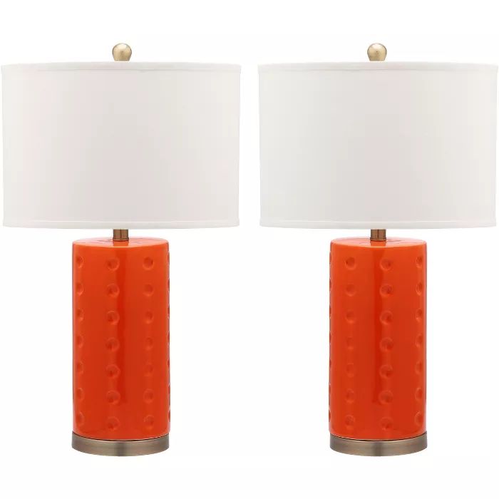 (Set of 2) 26" Roxanne Table Lamp Orange (Includes CFL Light Bulb) - Safavieh | Target