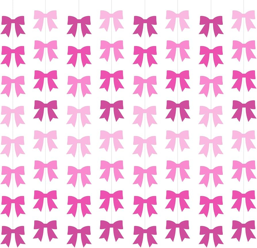 8Pcs Bow Garland Decorations, Pink Birthday Decorations Hanging Banner Bow Themed Birthday Decor ... | Amazon (US)