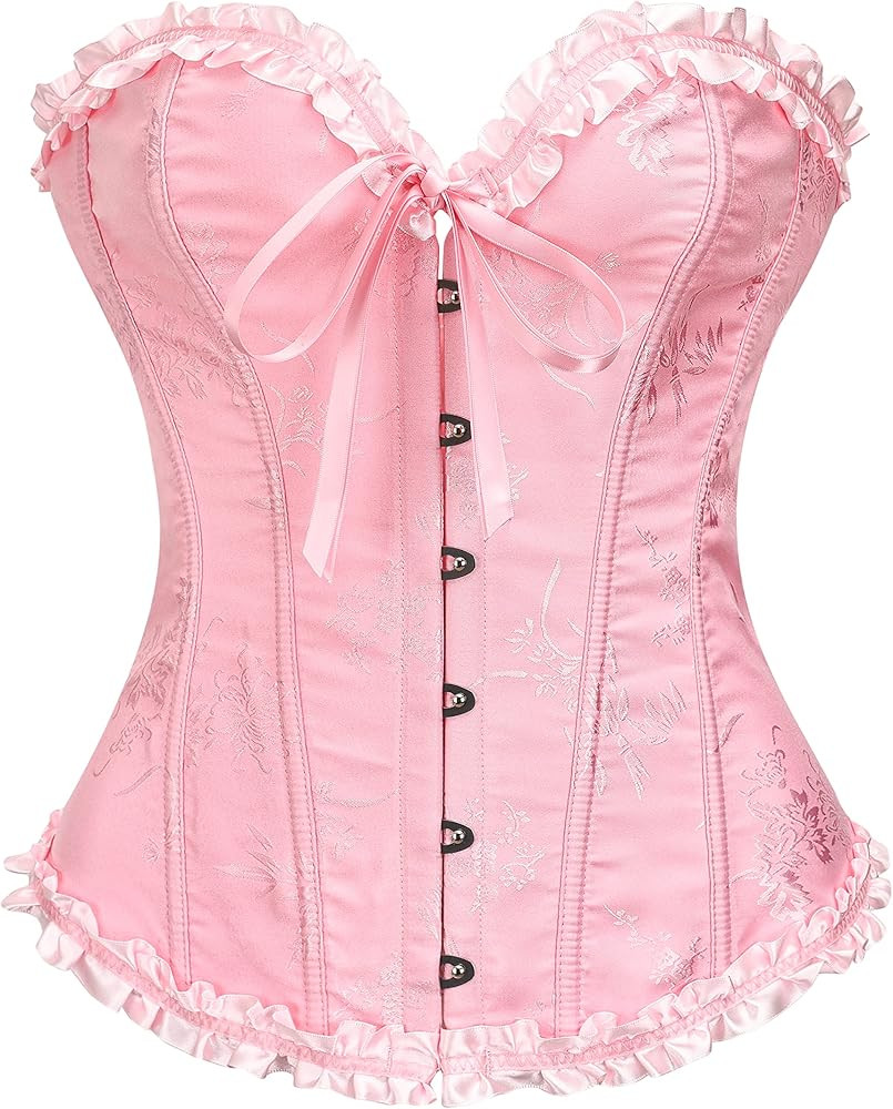 Women's Vintage Cottagecore Shapewear Lace Up Overbust Corset Bustier Going Out Top | Amazon (US)