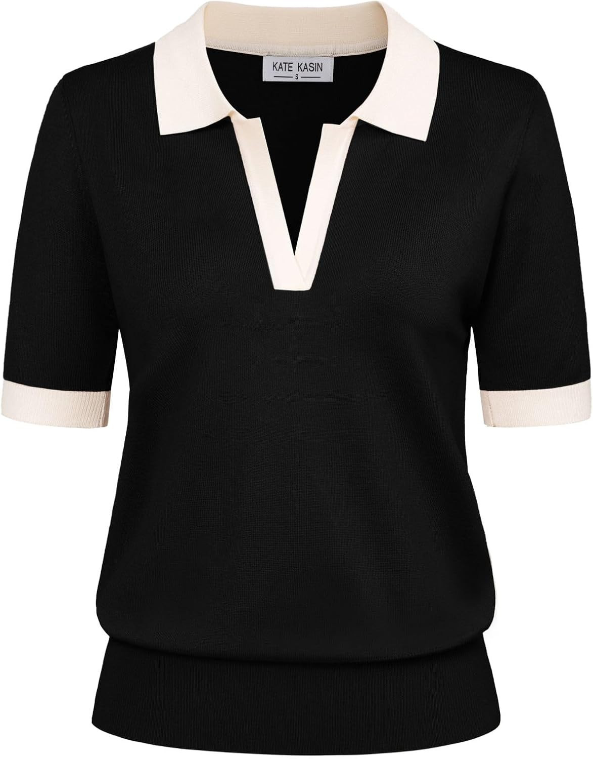 Women's Short Sleeve Classic V Neck Collared Casual Polo Sweater Tops | Amazon (US)