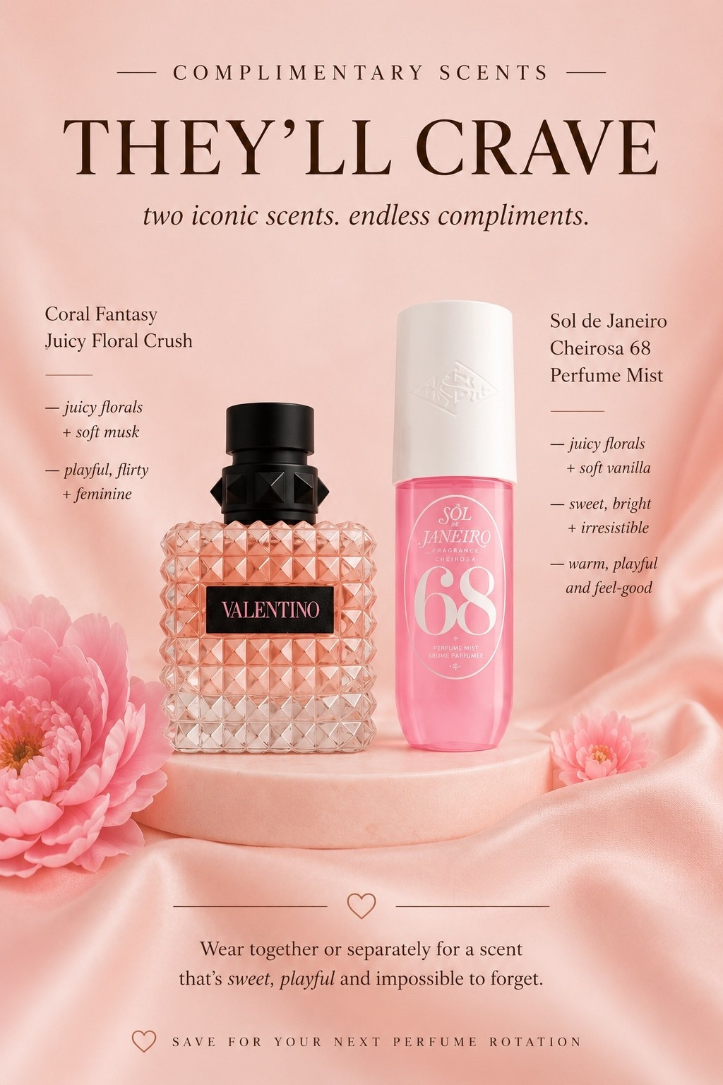 This pairing is feminine, playful, and impossible to forget. 🌸

Valentino Coral Fantasy layered with Sol de Janeiro Cheirosa 68 combines juicy florals, soft vanilla, and a sweet, flirty vibe that’s made for compliments.

Wear it for date nights, vacations, brunch with the girls, or whenever you want to feel extra confident.

Trust me—this combo turns heads. 💕

#PerfumeLayering #CoralFantasy #SolDeJaneiro68 #FeminineFragrance #PerfumeAddict

#LTKgrwm #LTKBeauty #LTKselfcare