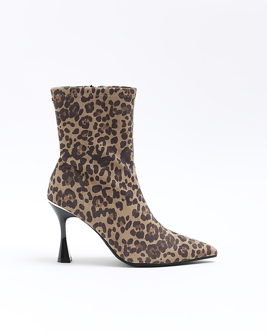 Brown wide fit leopard print heeled boots | River Island (UK & IE)