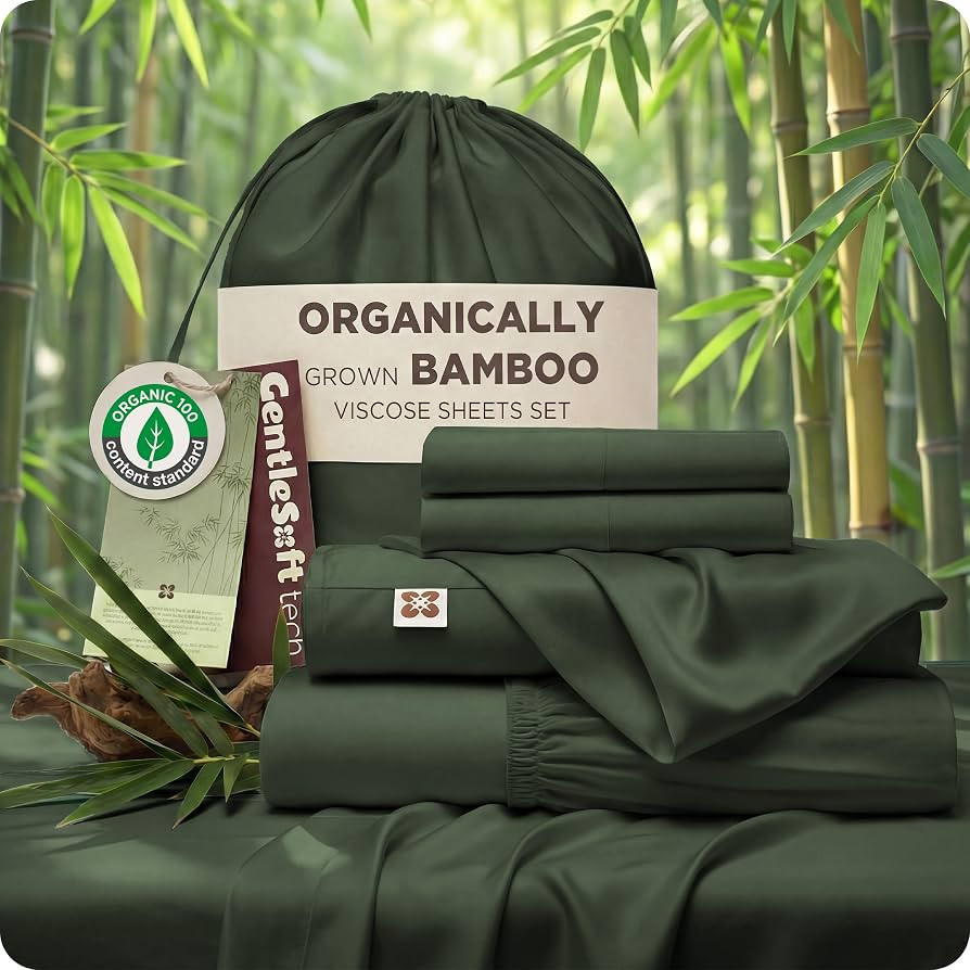 Bedsure 100% Organically Grown Bamboo Viscose King Size Sheets Set | Cooling Bedsheets for Hot Sl... | Amazon (US)