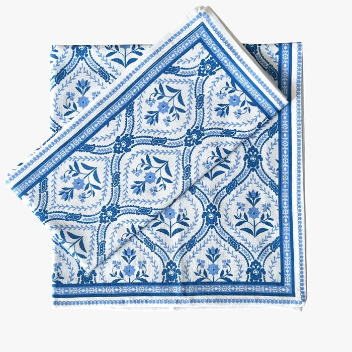 Cloth Napkins, Set of 4 Cotton Linen Blend Printed Dinner Napkins Cloth Mitered Corner Perfect fo... | Amazon (US)