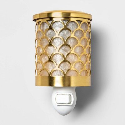 5.2" x 4.2" Scallop Capiz and Glass Plug-In Scent Warmer Gold - Opalhouse™ | Target