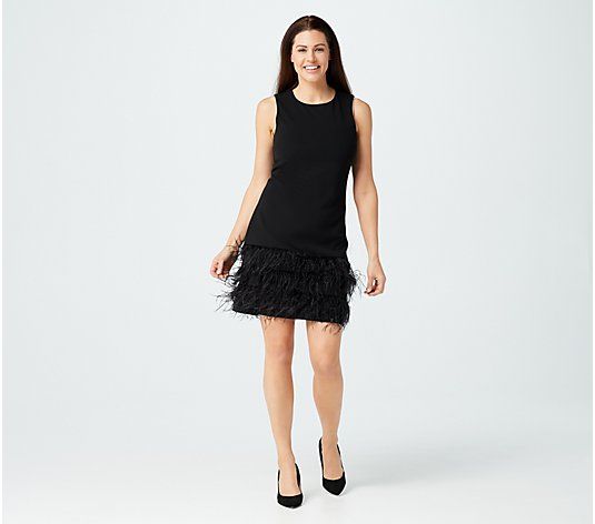 "As Is" Sam Edelman Stretch Crepe Feather Dress | QVC