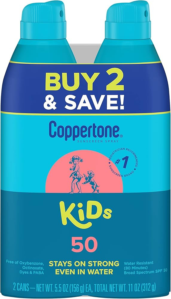 Coppertone Kids Sunscreen Spray SPF 50, Water Resistant Spray Sunscreen for Kids, #1 Pediatrician... | Amazon (US)