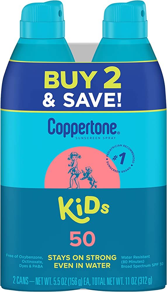 Coppertone Kids Sunscreen Spray SPF 50, Water Resistant Spray Sunscreen for Kids, #1 Pediatrician... | Amazon (US)
