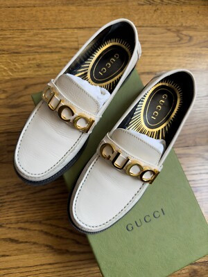 Gucci Logo Loafer Plaque White Women's 36  | eBay | eBay US