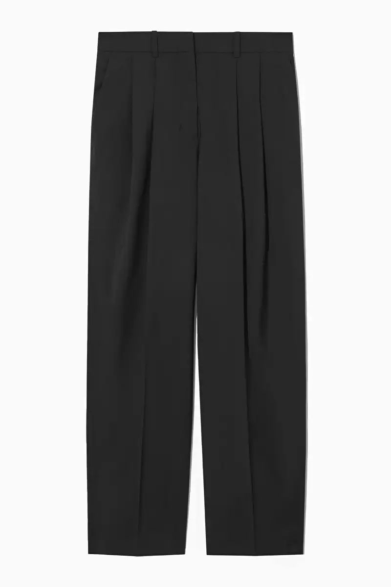 WIDE-LEG TAILORED WOOL TROUSERS - BLACK - COS | COS (EU)