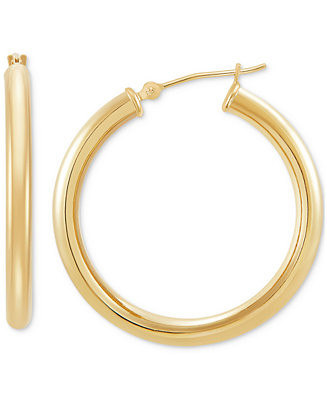 Polished Round Hoop Earrings in 14k Gold, 30mm - Macy's | Macy's