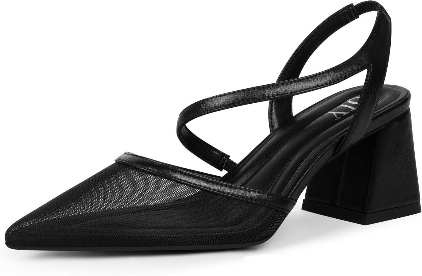 Closed Pointed Toe Heels for Women Slingback Chunky Mid Heel Pumps Formal Wedding Dress Shoes | Amazon (US)