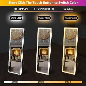 Sweetcrispy 64"x21" Mirror Full Length Standing Mirror with LED Lights, Lighted Floor Mirror with... | Amazon (US)