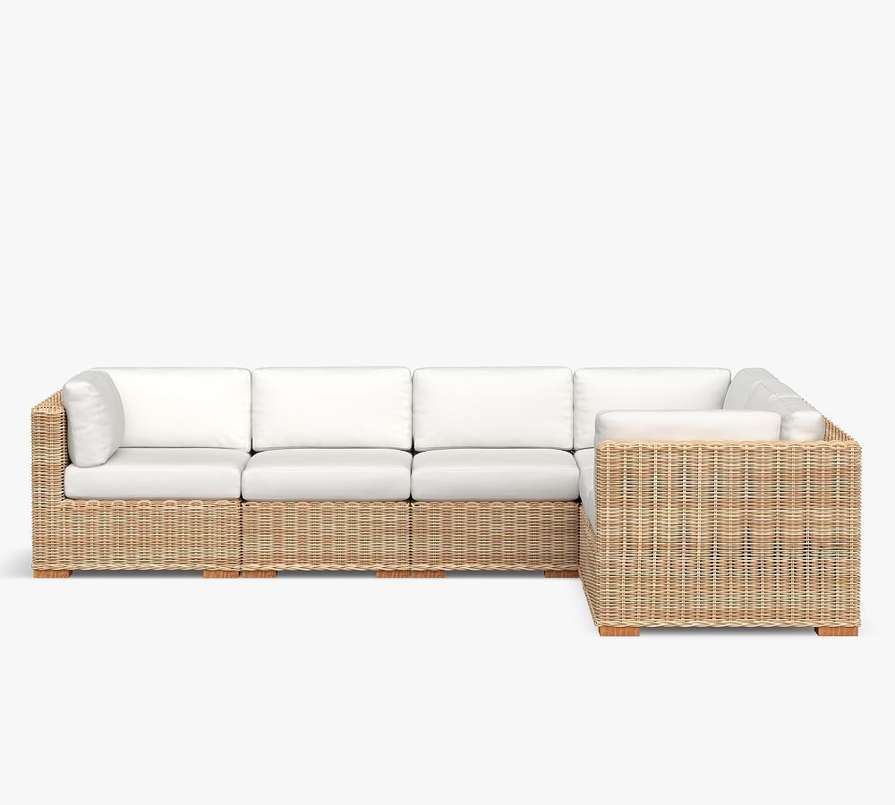 Huntington Wicker 6-Piece Square Arm Outdoor Sectional | Pottery Barn (US)