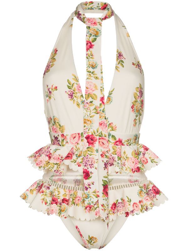 Honour ruffled floral print swimsuit | Farfetch (US)